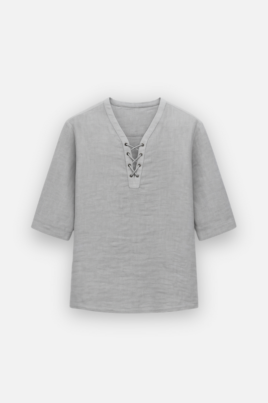 CÉLESTIN LACE UP LINEN SHIRT